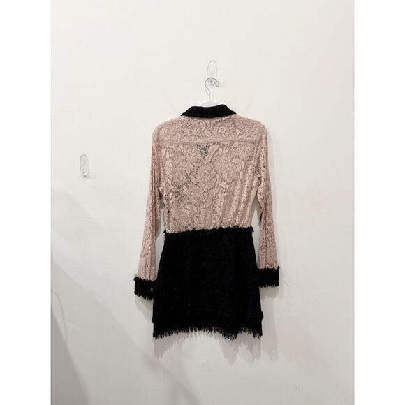 M.S.G.M. Lace and Boucle Tweed Mini Dress Blush Pink / Black Womens 42 IT / US 6 - Picture 4 of 6